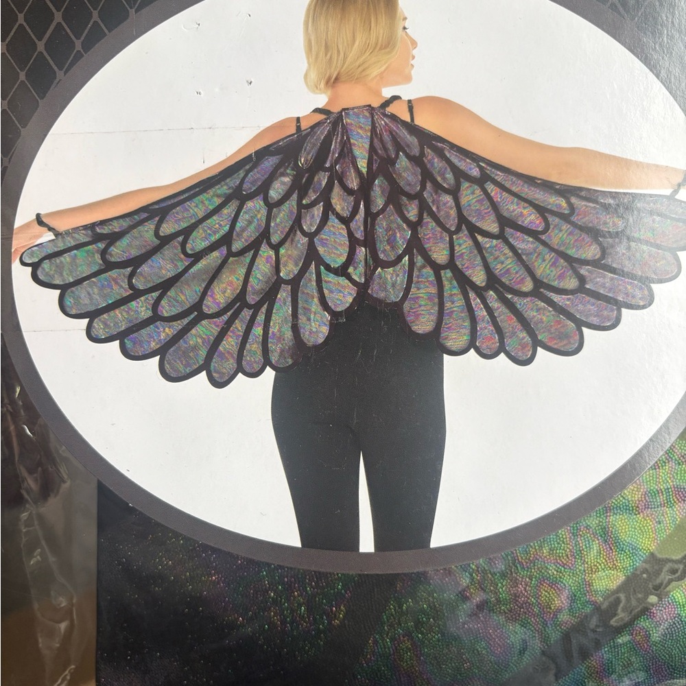 NEW Dark Metallic Fabric Wings Halloween Costume Cosplay Fairy Moth Butterfly